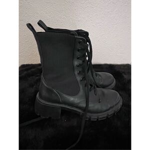 Steve Madden Womens Hunt Boot Black Size 8.5 Moto Combat